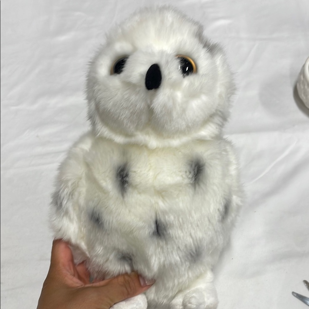 Aurora 9” 2022 White and Black Snowy Owl Plush Toy